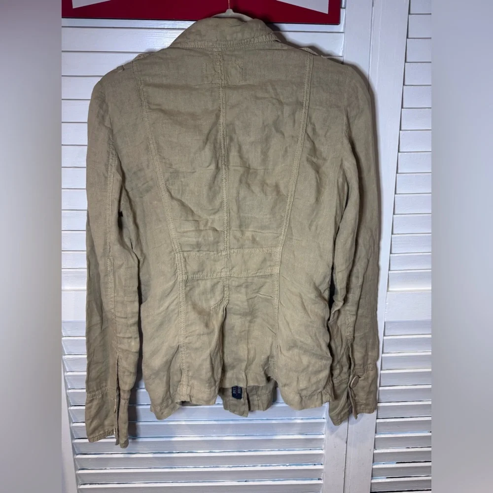 Armani Jeans 100% Linen Safari Utility Jacket Beige Womens US 6